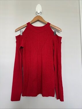 Inc International Concepts Red Metallic Hue Cold Shoulder Sweater Sz XL NWOT